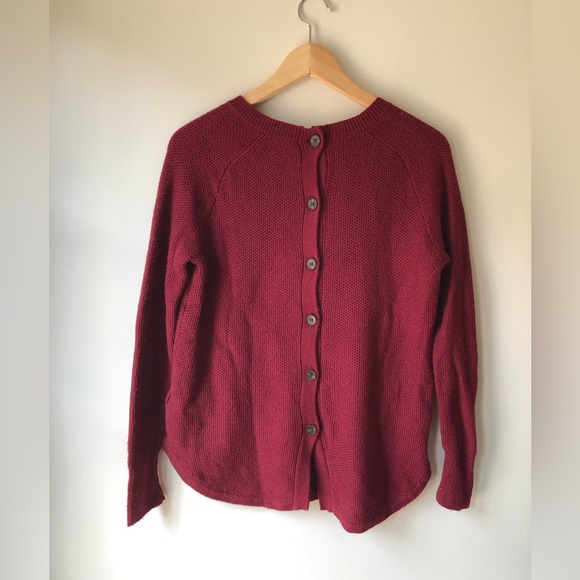 MADEWELL BACKROAD button back sweater - Burgandy - Picture 2 of 6